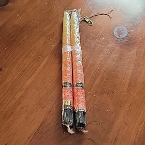 Nob Hill Candlesticks Orange and Yellow Pair